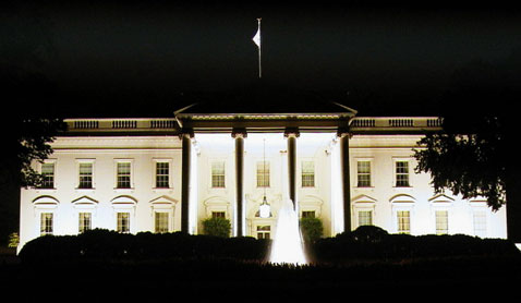 The White House at night